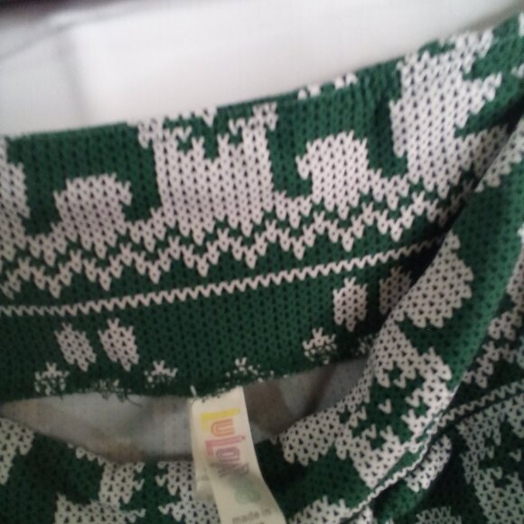 Lularoe Leggings Women Tall Curvy Plus Christmas Dogs Scottie Green White - Picture 8 of 13